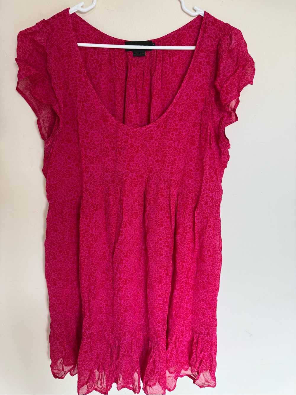Hatch Red/Hot Pink Floral Short Sleeve Maternity Dress 2 Medium
